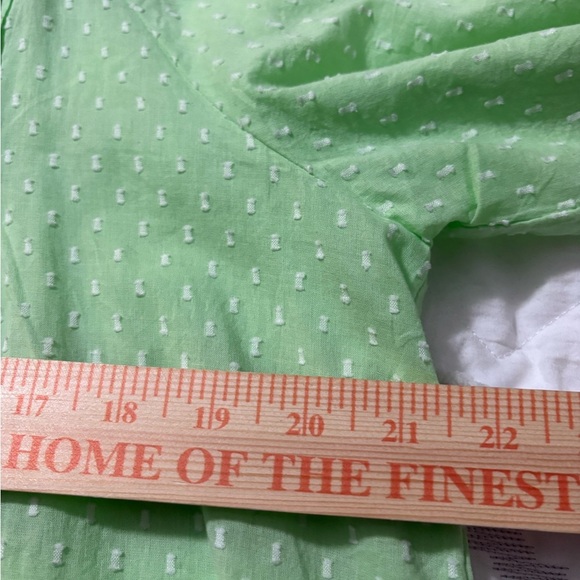 Never A Wallflower Mint Green Boxy Swiss Dot Blouse with Polo Collar and Tassel - Picture 11 of 11